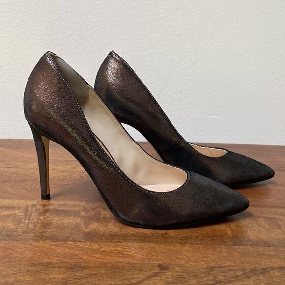 Marc Fisher Jaxon Pumps Pewter Dark Gray Leather Shoes Heels Women's 6.5 - Picture 3 of 9